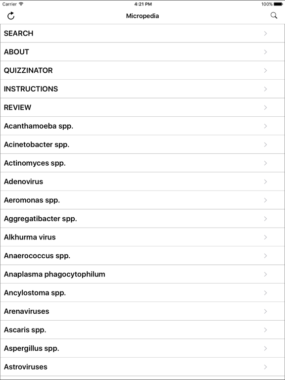 Micropedia iPad screenshot 1 - Medical app