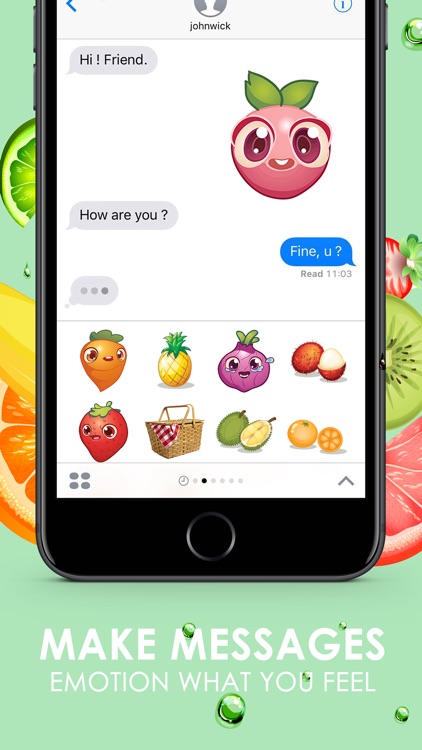 Fruits Emoji Pop Sticker Keyboard Themes ChatStick