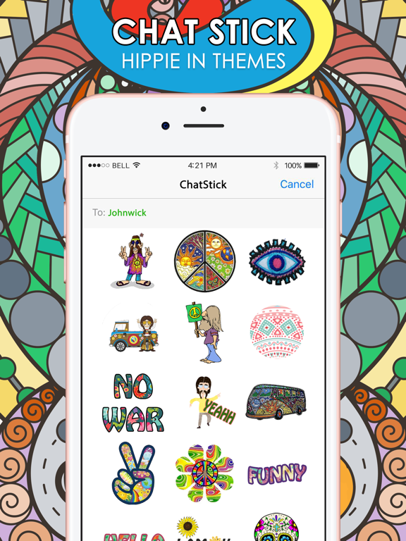 Screenshot #4 pour Hippie Emoji Stickers Keyboard Themes ChatStick