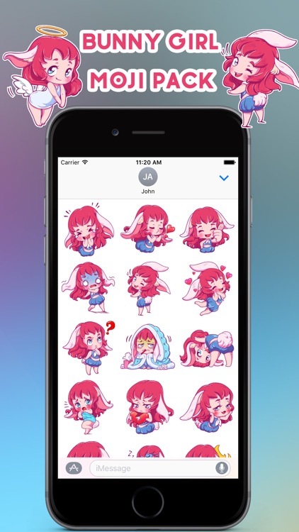 Cute Bunny Girl Emoji Stickers - for iMessage