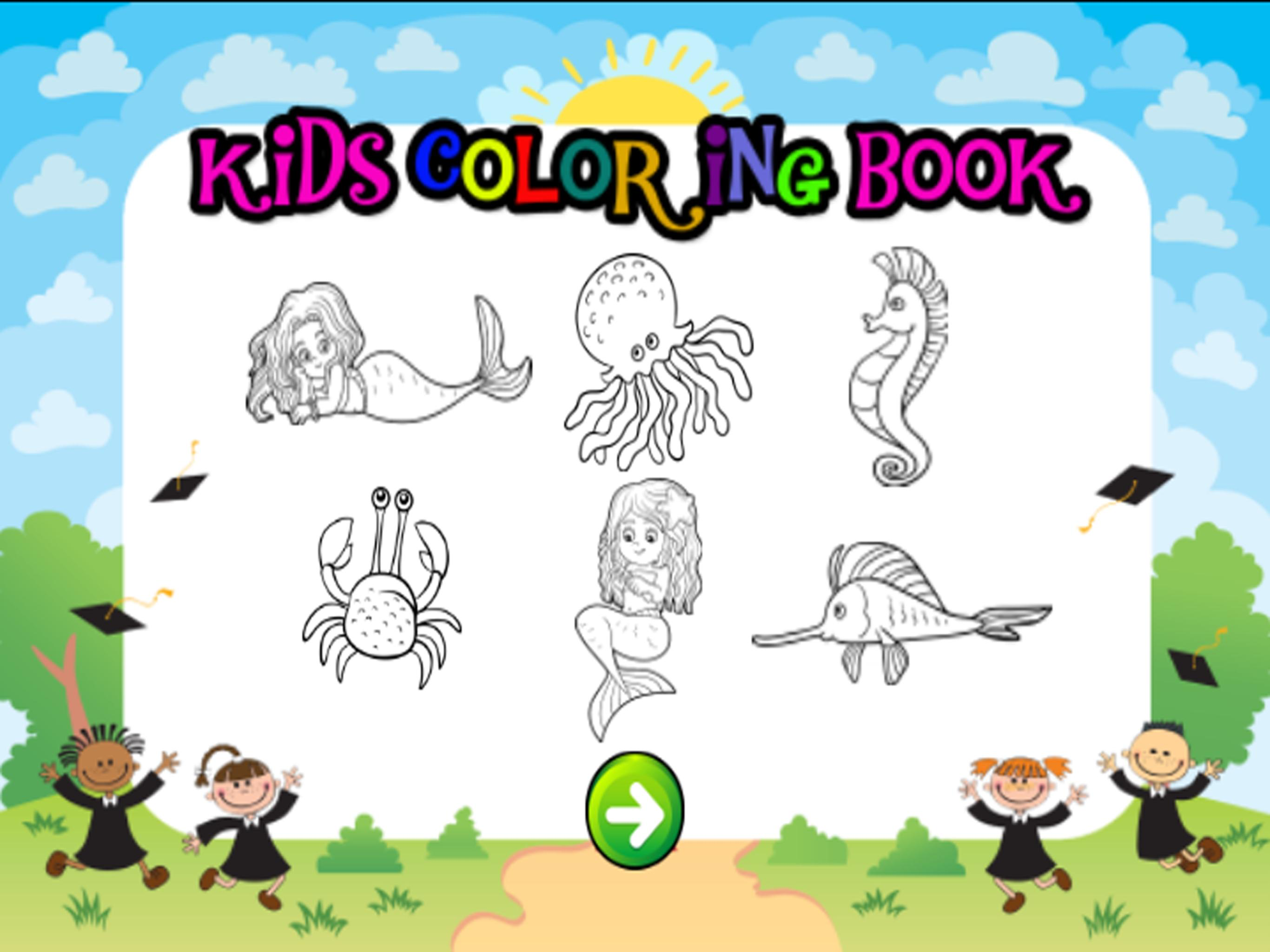 sea animal little mermaid coloring book - drawing painting kids