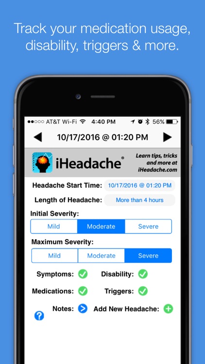 iHeadache - Free Headache & Migraine Diary App