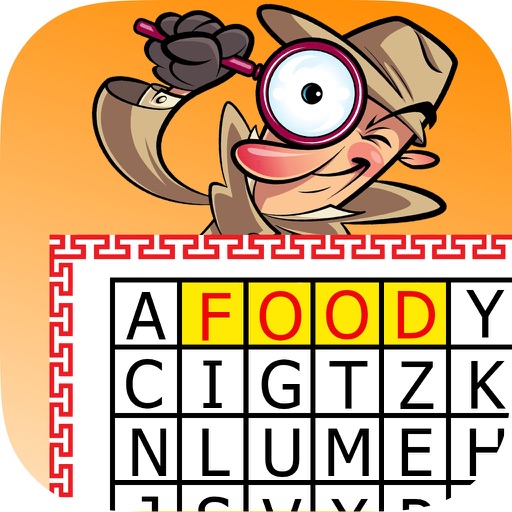 Crossword Puzzle Food: Word Search in the letters table icon