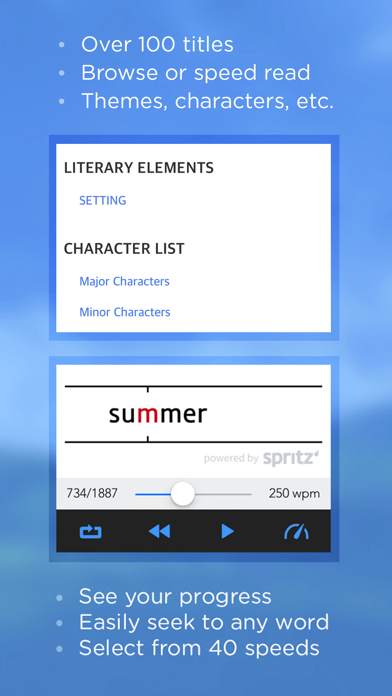 Book Notes - Summaries of Classic Literature Read Study Guides with Spritz Spark Cliffs Screenshot