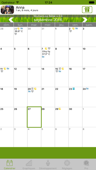 Screenshot #1 pour Calendrier WomanLog bébé