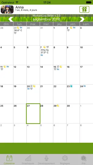 Capture d'écran de Calendrier WomanLog Bébé sur iPhone 1