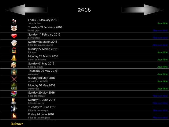 Screenshot #5 pour Jours fériés et fêtes