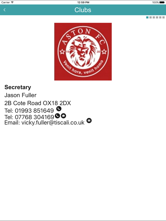 Witney & District Youth FL iPad screenshot