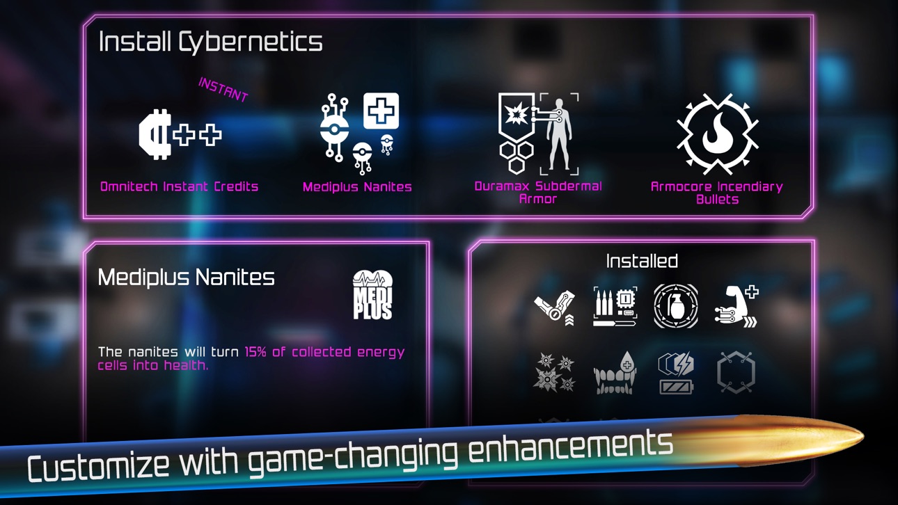 Neon Chrome Hack screenshot 3 - iOS game interface