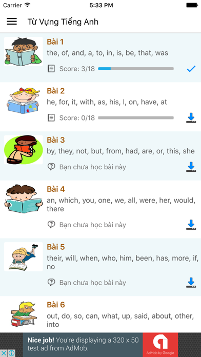 Screenshot #1 pour Hoc Tu Vung Tieng Anh (Học Tiếng Anh)