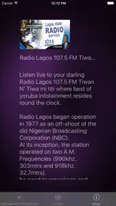 Radio Lagos 107.5 FM Tiwan N' Tiwa screenshot #2 for iPhone