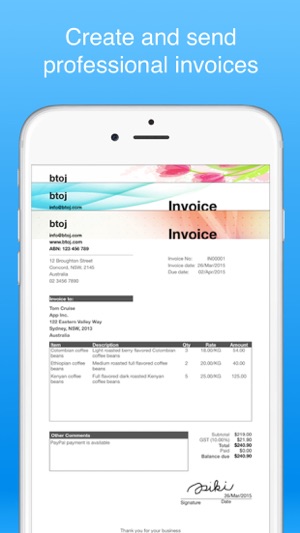 professional invoices