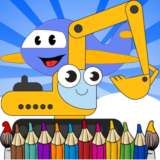 Vehicle color book free crayon games for toddler 2 iOS App