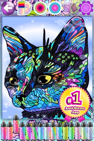 Adult Coloring Books Anti Stress Cats Pages Games! screenshot 2