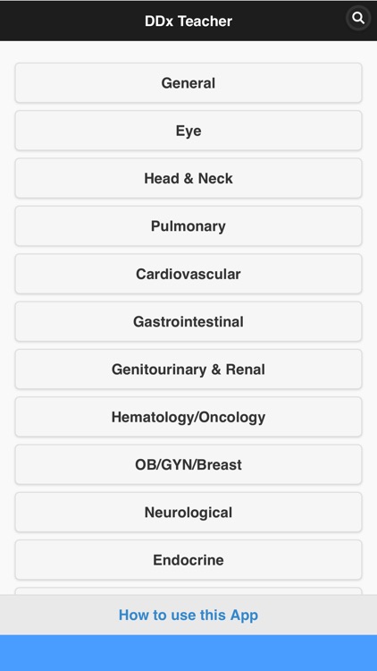 DDx Teacher: Differential Diagnosis/History Aid