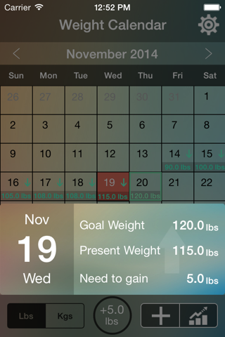 Weight Tracking Calendar screenshot 2