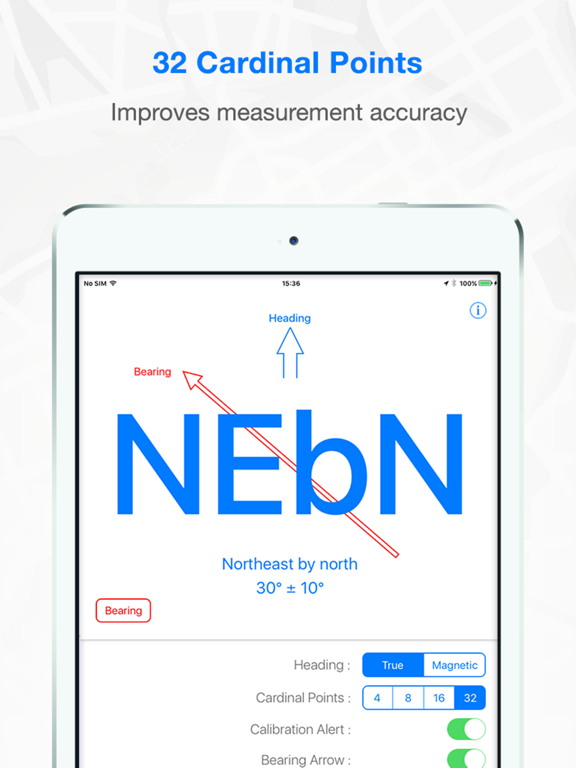Compass Guru - Digital Heading & Bearing iPad screenshot 4 - Navigation app