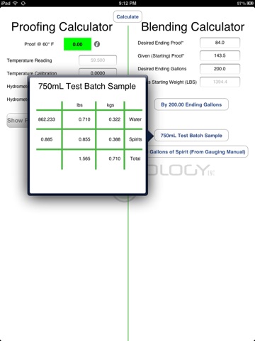 Spirits Gauging Calculator for iPad screenshot 2