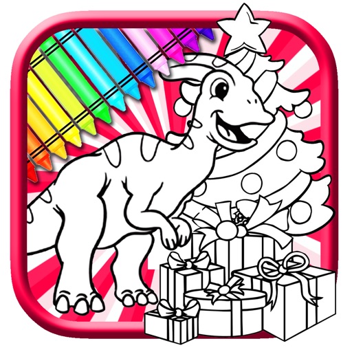 Drawing Dinosaur Christmas Day Coloring Page Game icon