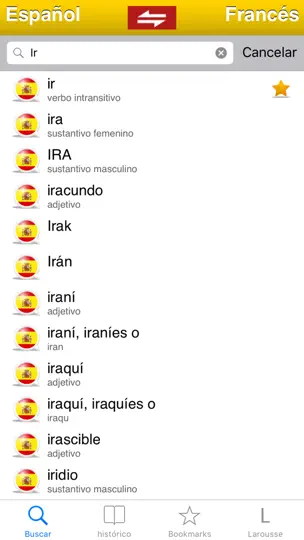 Captura de pantalla de Diccionario Francés/español en iPhone 4