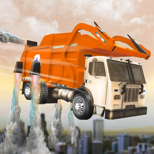 City Flying Garbage Truck Service. Dump Truck Sim.