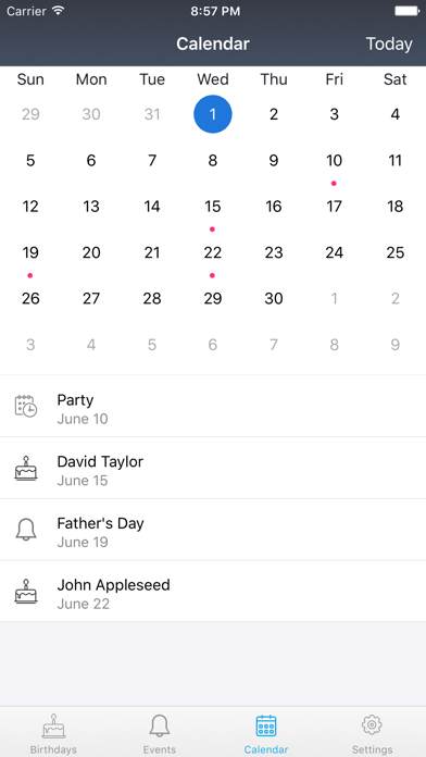 Screenshot #1 pour Birthday Reminder & Holidays
