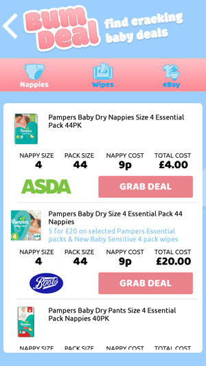 BumDeal Nappy Price Comparison