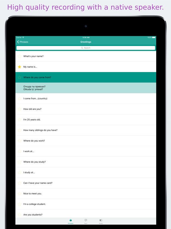 Learn Russian - Travel Phrasebook for Russia iPad screenshot