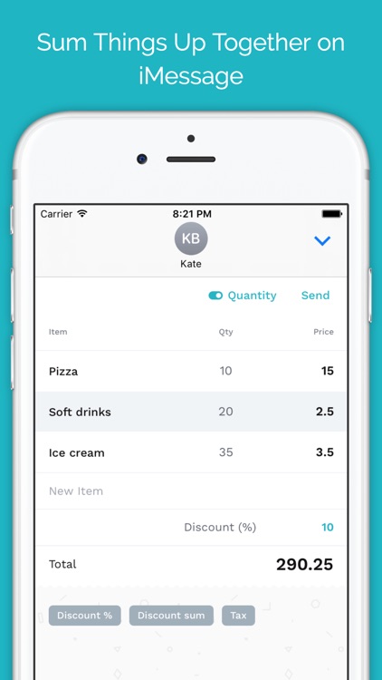 SumItUp – mini spreadsheet for iMessage