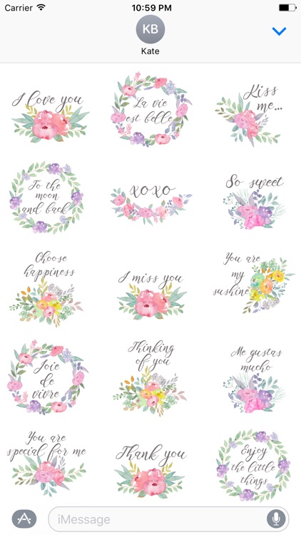 Love Messages Flowers Stickers by Maraquela