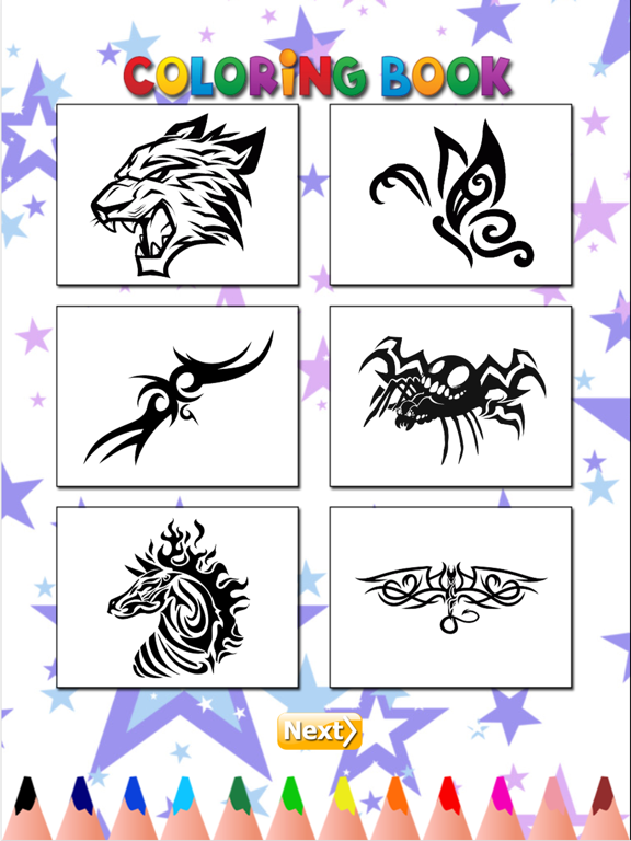 Coloring Book Tattoo Design: Painting Picture Tribal Tattoos Free Edition iPad screenshot