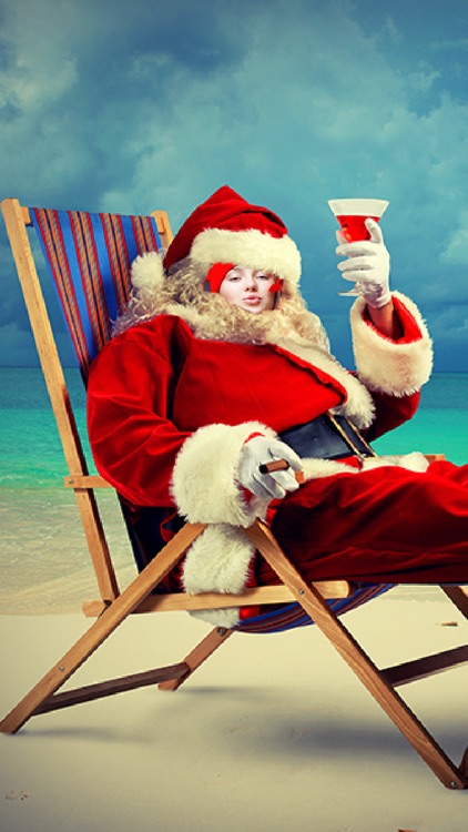 Photomontage with Santa Claus in Christmas