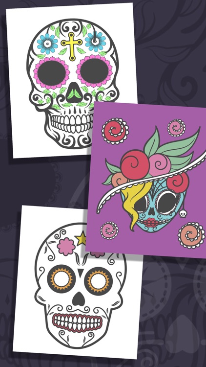 Sugar Mexican skull coloring for adults - Pro screenshot-3