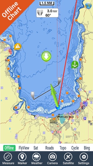 Lake Tahoe California HD GPS fishing chart offline(圖3)-速報App