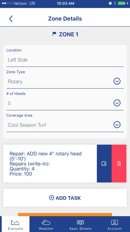 Evaluator Pro: Irrigation