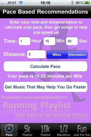 Running Playlist and Pace Calculator screenshot 3