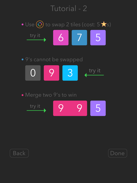 Two 9s - merge numbers puzzle iPad screenshot
