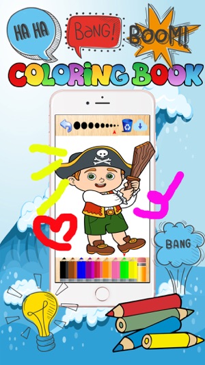 Free pirate games finger painting kid-coloringbook(圖2)-速報App