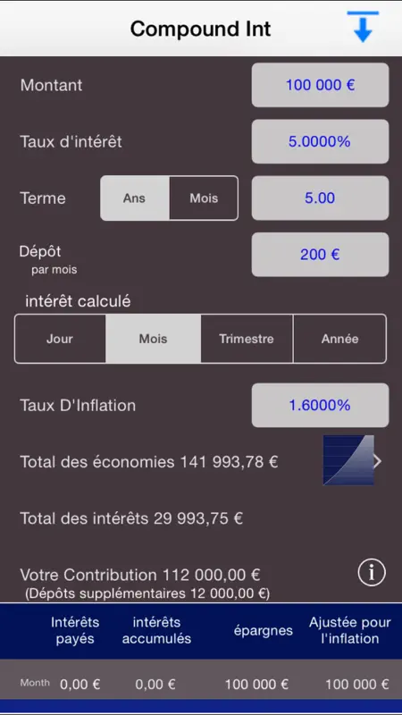 intérêt composé calculateur screenshot 1 of 2