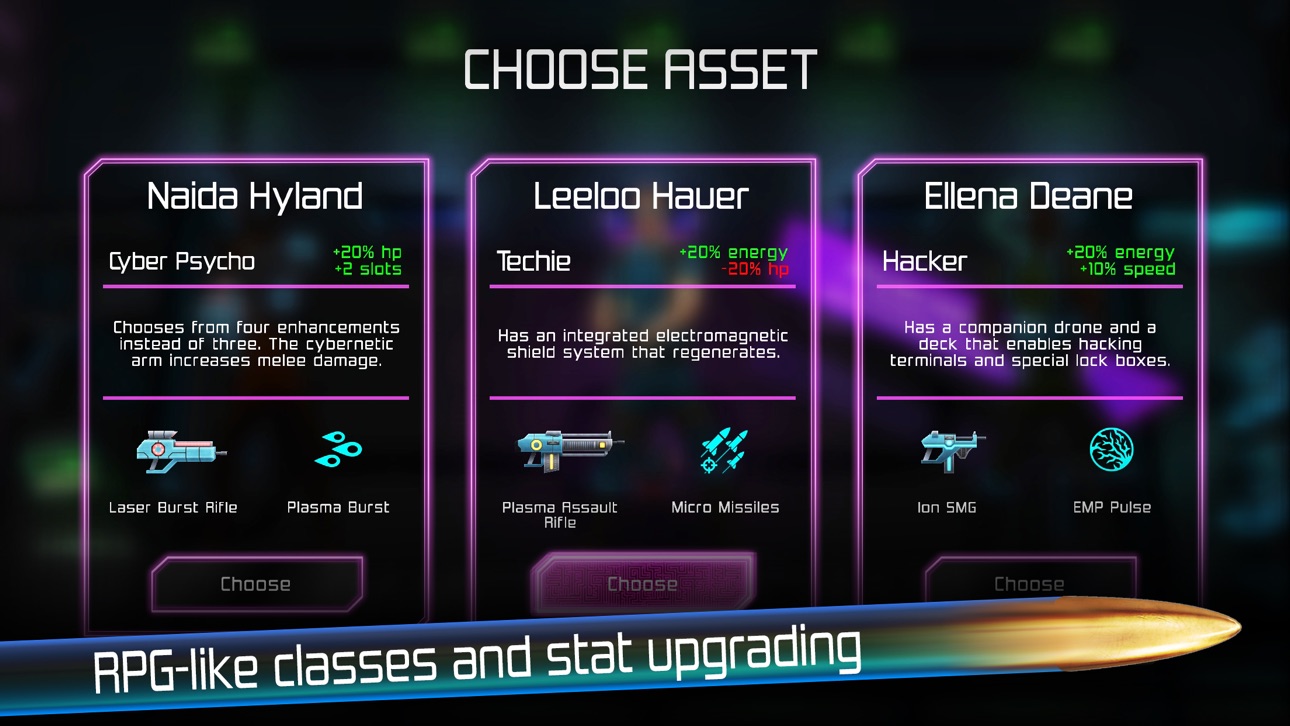 Neon Chrome Hack screenshot 5 - iOS game interface