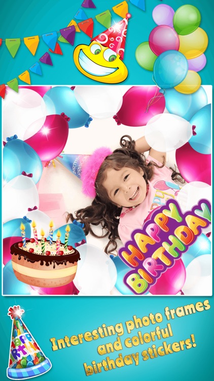 Happy Birthday Photo Frames & Stickers with Stamps