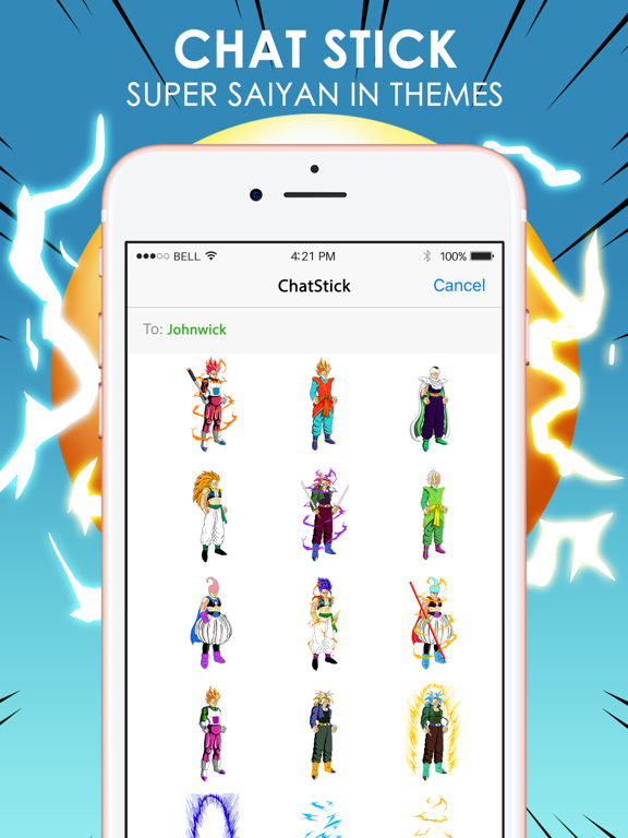 Screenshot #4 pour Saiyan Boy Emoji Sticker Keyboard Themes ChatStick