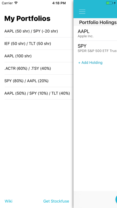 Stockfuse Lookback – Backtest Stock Portfolios screenshot