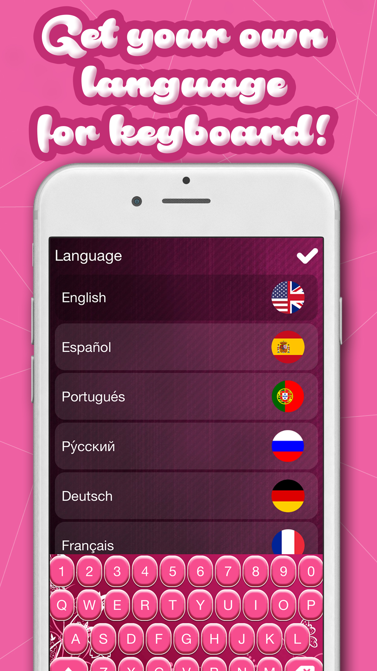 Girly Keyboards with Pink Background Theme & Emoji