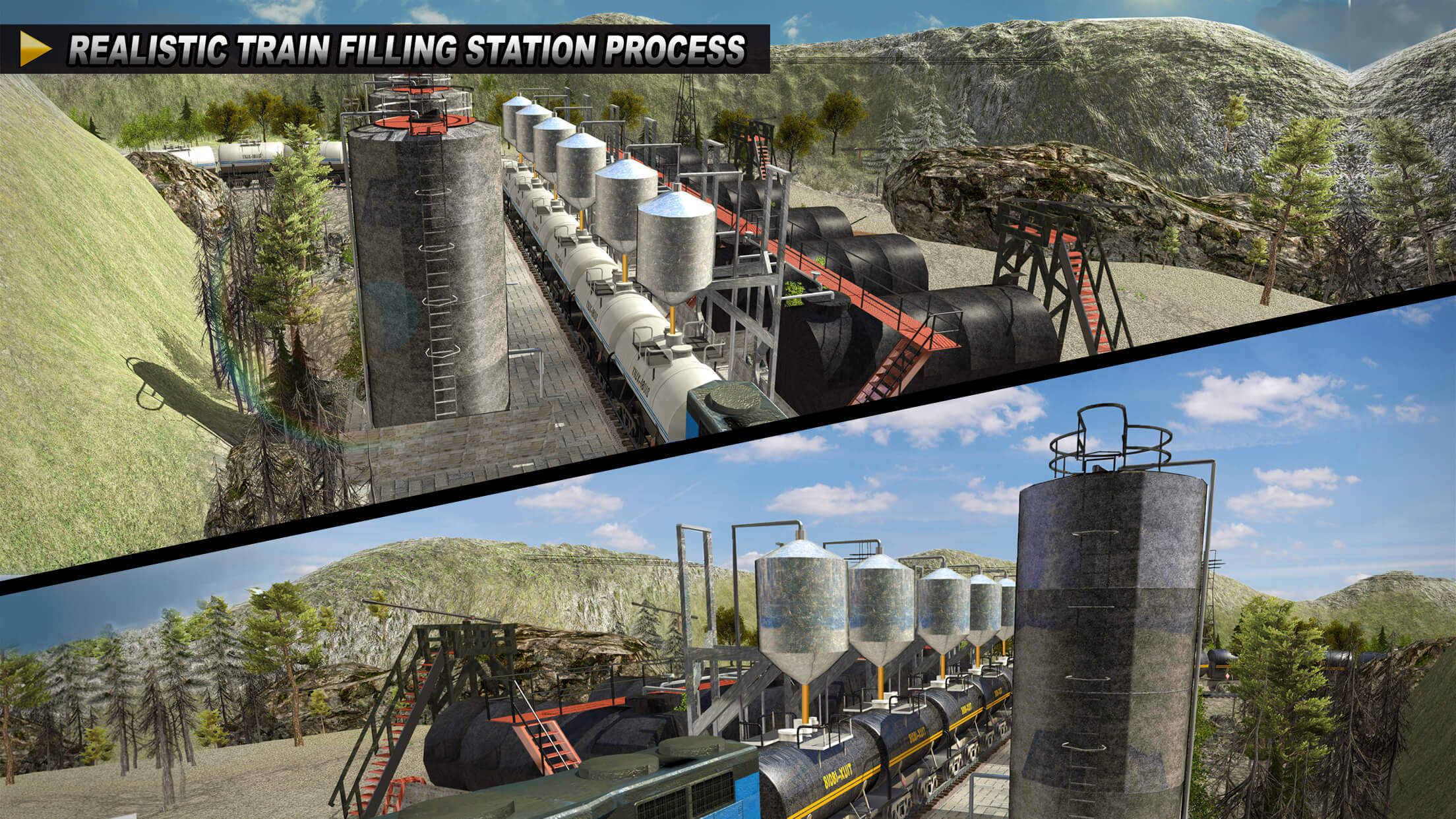 Oil Tanker TRAIN Transporter - Supply Oil to Hill
