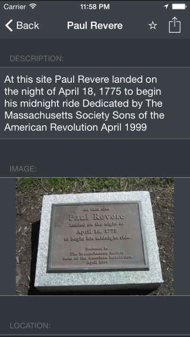 Historical Markers Screenshot