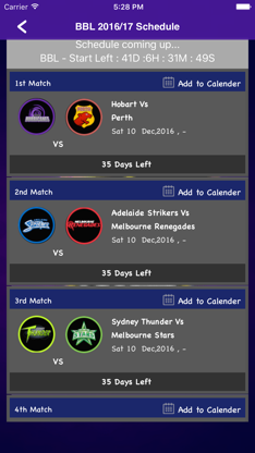 BBL T20 2016/2017 Fixtures,Schedule,Live Score screenshot 2