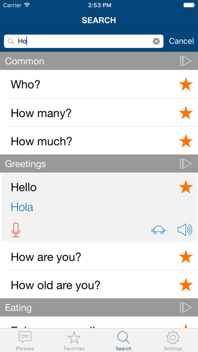 Learn Spanish Phrases Screenshot