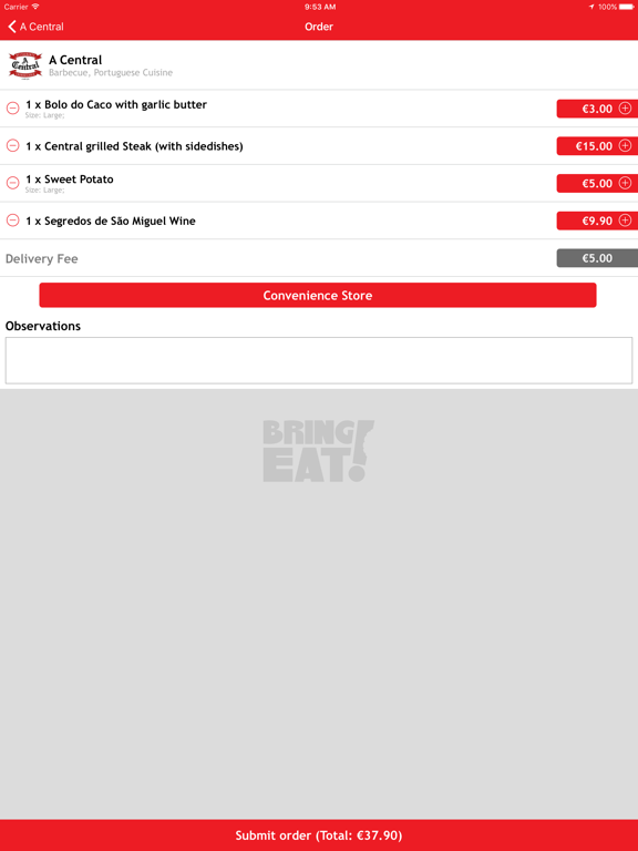 BRING EAT! iPad screenshot 4 - Food & Drink app