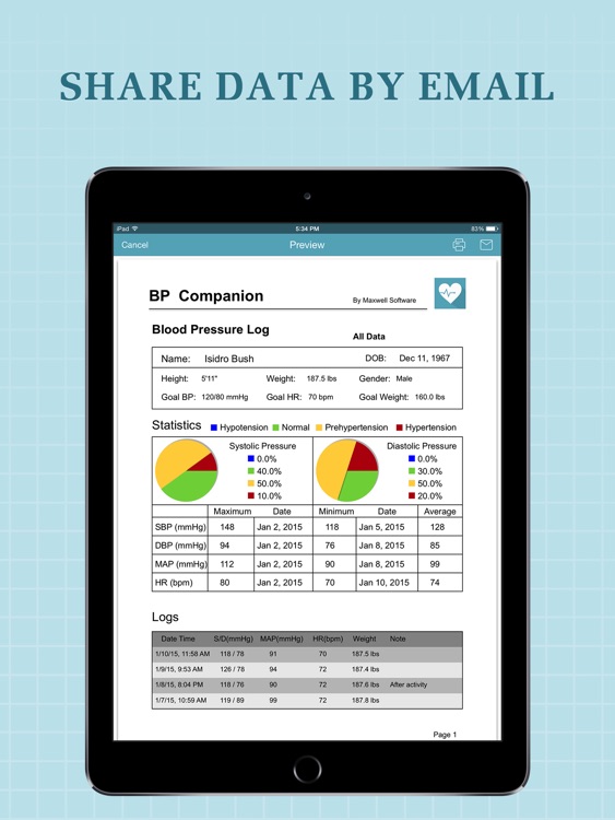 Blood Pressure Companion for iPad - BP Log & Note screenshot-4
